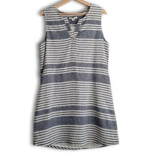 BEACH LUNCH LOUNGE | Linen Cotton Blend Stripped Mini Dress Mini Sz M